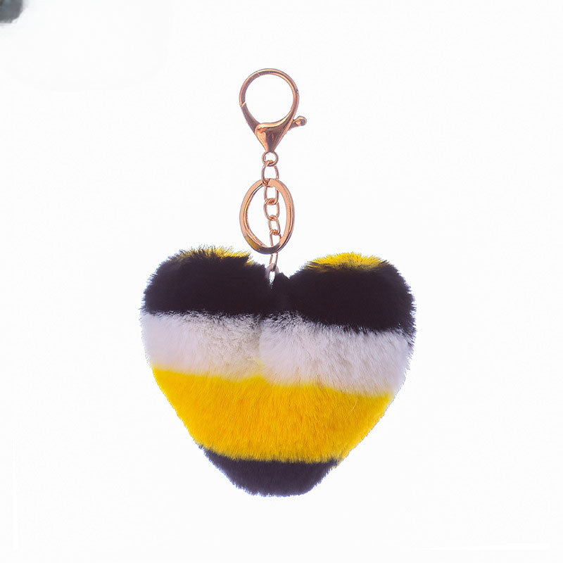 Wholesale Simple Pendant Stitching Colorful Plush Heart Keychains